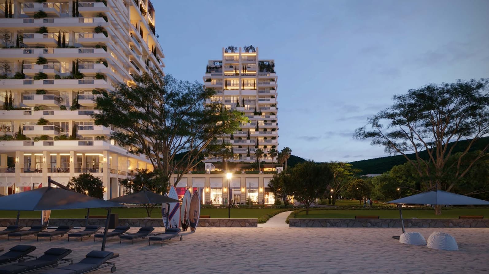 Luxurious two bedrooms apartment with the sea view at the beachfront complex in Budva